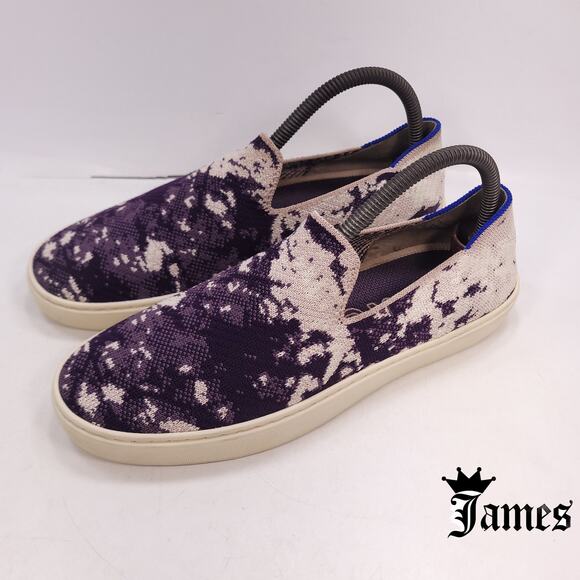 Rothys Casual Round Toe Slip On Sneaker Womens Size 8 Purple White - Picture 1 of 9